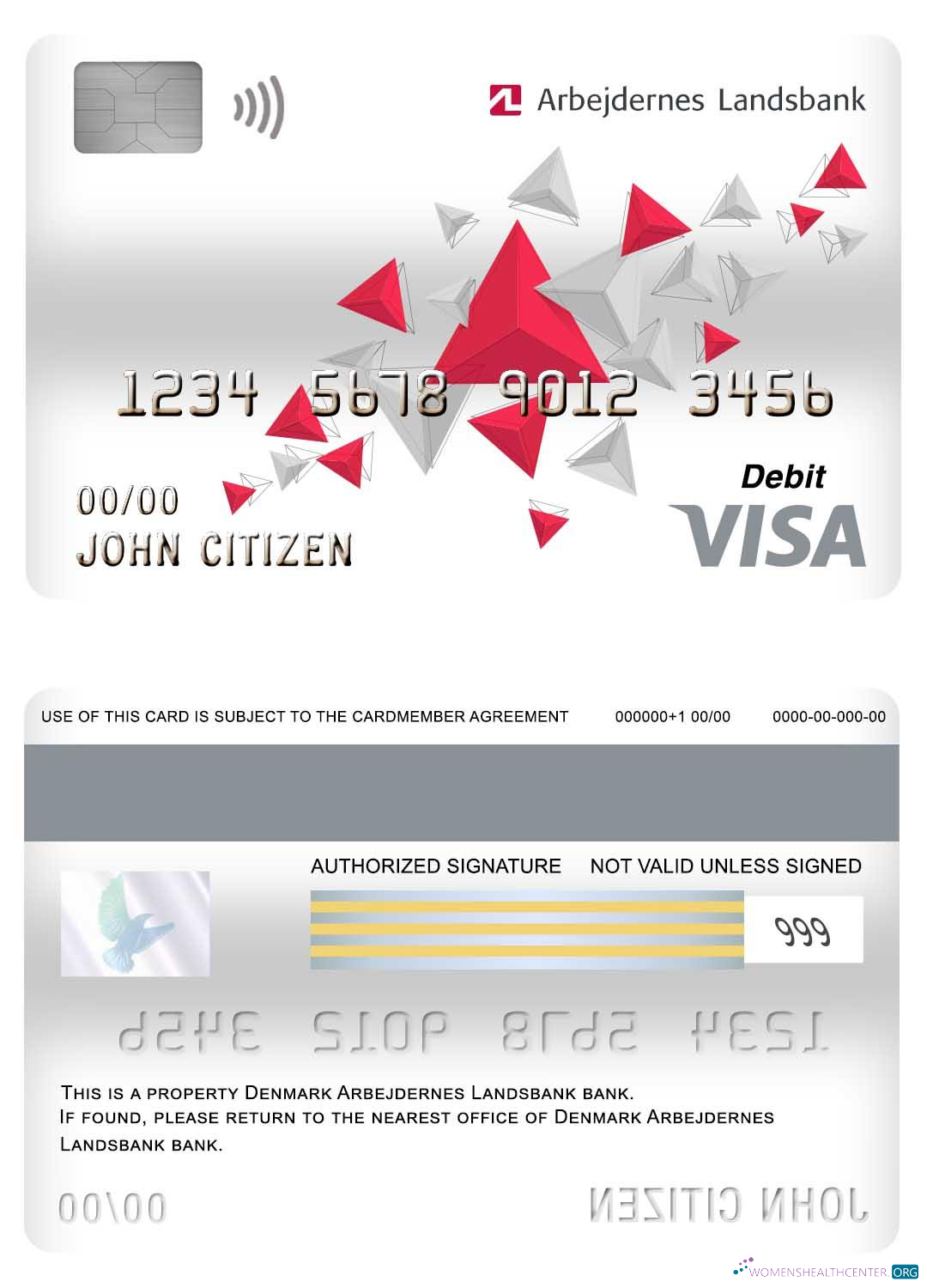 Download Denmark Arbejdernes Landsbank bank visa debit card Photoshop template